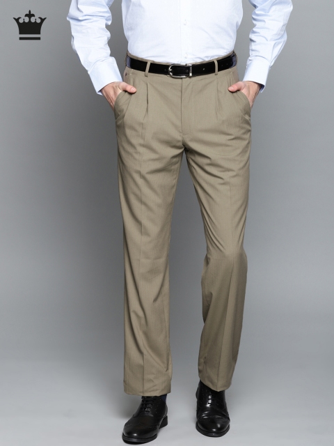 

Louis Philippe Men Khaki Classic Regular Fit Solid Formal Trousers