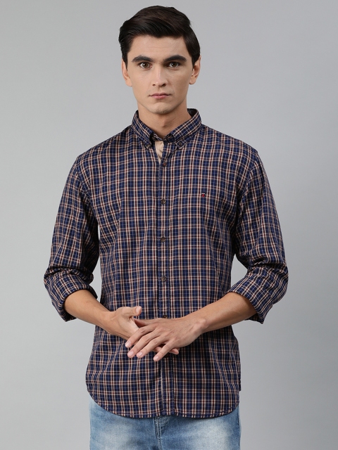

Louis Philippe Sport Men Navy Blue & Beige Slim Fit Checked Casual Shirt
