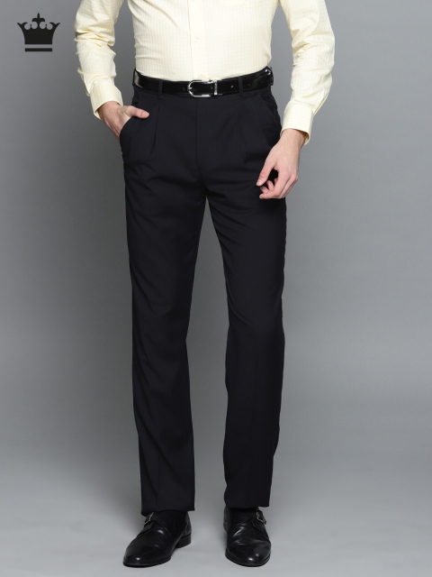 

Louis Philippe Men Navy Blue Classic Slim Fit Solid Formal Trousers