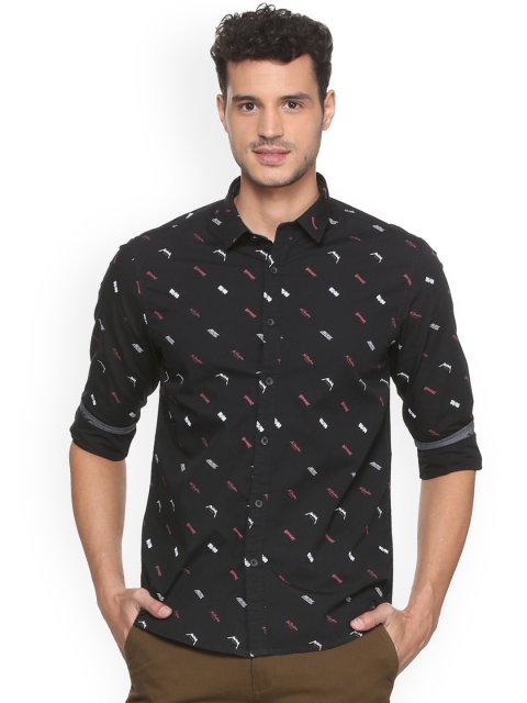 

People Men Black Regular Fit Printed Casual Shirt