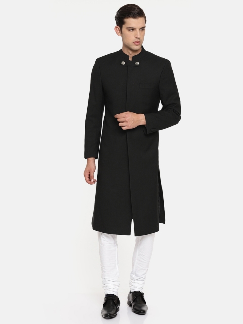 

SUITLTD Black & White Solid Sherwani