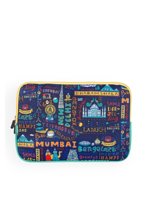 

Chumbak Unisex Navy Blue & Yellow Printed Laptop Sleeve