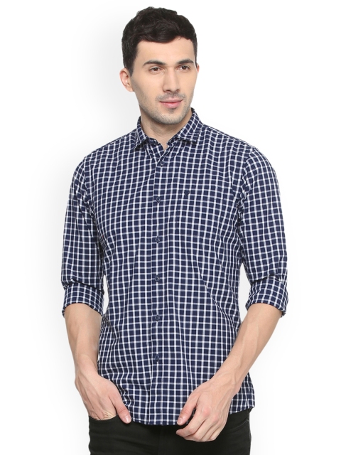 

Allen Solly Sport Men Navy Blue & White Regular Fit Checked Casual Shirt