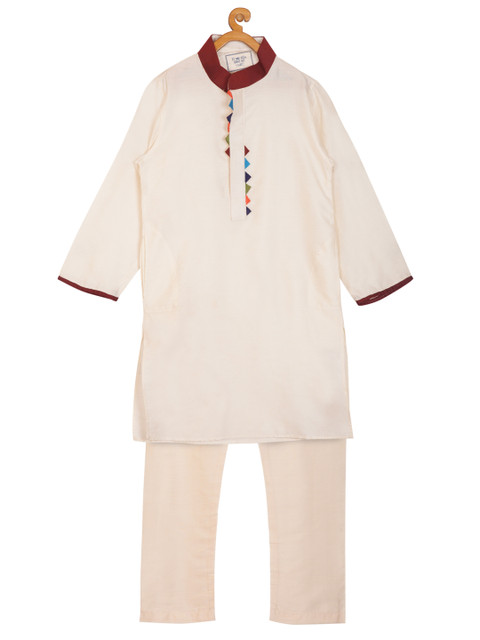 

KISAH Boys Cream-Coloured Solid Kurta with Pyjamas