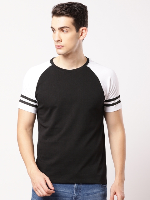 

ether Men Black Solid Round Neck Pure Cotton T-shirt