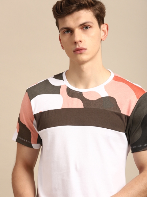 

ether Men White Printed Round Neck T-shirt