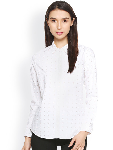 

Allen Solly Woman White Regular Fit Printed Casual Shirt