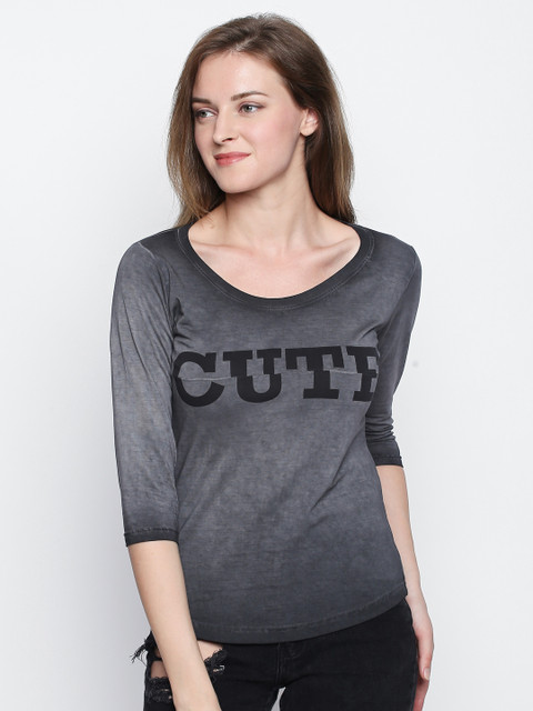

The Dry State Women Grey Dyed Round Neck T-shirt