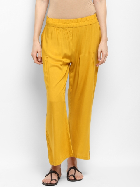 

Hapuka Women Mustard Yellow Straight Solid Palazzos