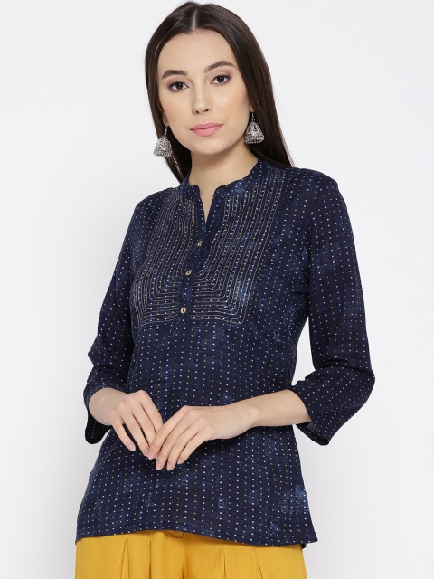 

Rangriti Women Navy Blue Printed Top