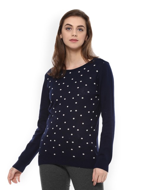 

Allen Solly Woman Navy Blue Printed Pure Cotton Top