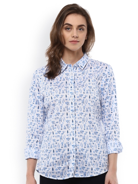 

Allen Solly Woman White & Blue Regular Fit Printed Casual Shirt
