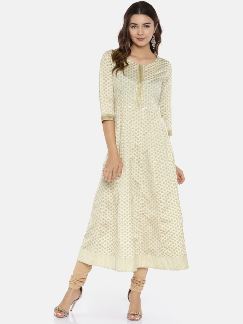 

Melange by Lifestyle Women Off-White & Beige Printed A-Line Kurta