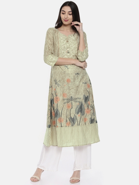 

Melange by Lifestyle Women Beige Printed A-Line Kurta