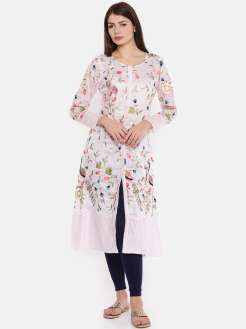 

Melange by Lifestyle Women Pink Embroidered Straight Kurta