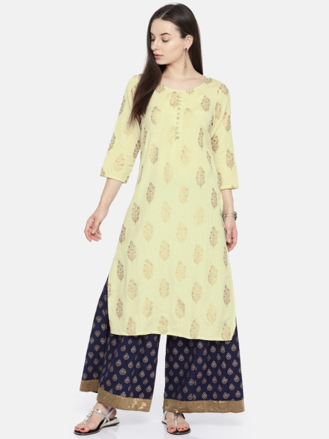

Melange by Lifestyle Women Cream-Coloured Printed A-Line Kurta