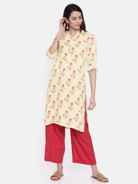 

Melange by Lifestyle Women Peach-Coloured Printed A-Line Kurta