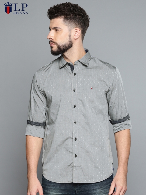 

Louis Philippe Jeans Men Grey Slim Fit Self Design Casual Shirt