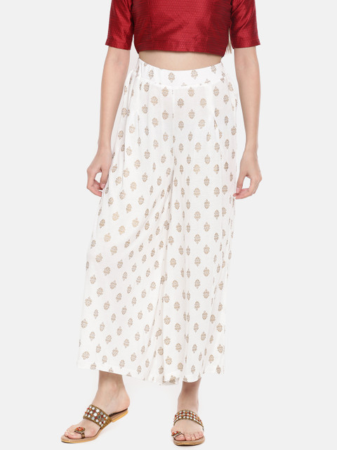 

Melange by Lifestyle Women Off-White Flared Printed Palazzos