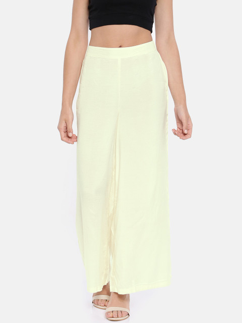 

Melange by Lifestyle Women Off-White Solid Wide Leg Palazzos