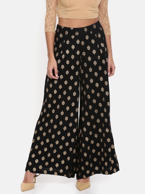 

Melange by Lifestyle Women Black Flared Printed Palazzos