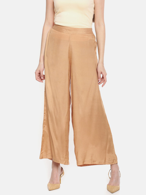 

Melange by Lifestyle Women Gold-Toned Solid Flared Palazzos