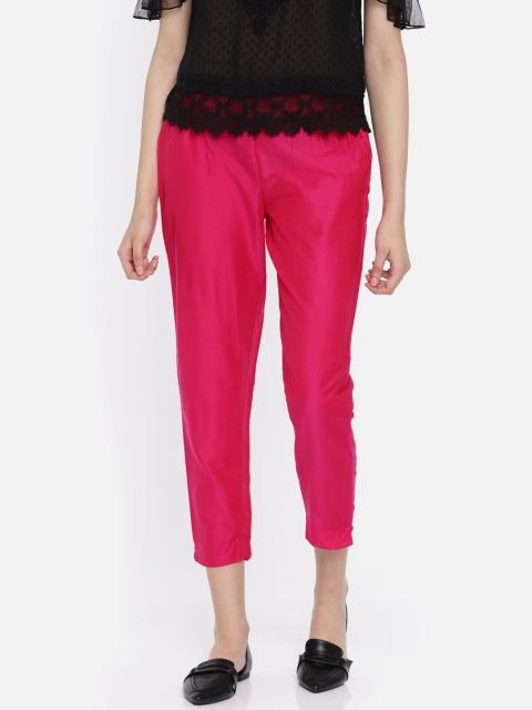 

Melange by Lifestyle Women Pink Tapered Fit Solid Parallel Cropped Trousers