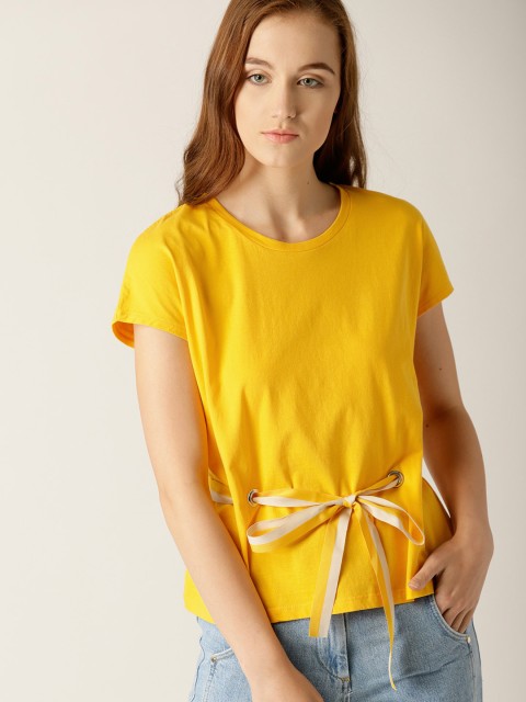 

United Colors of Benetton Women Yellow Solid Regular Top