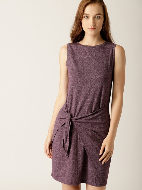 

United Colors of Benetton Women Purple Solid Sheath Dress