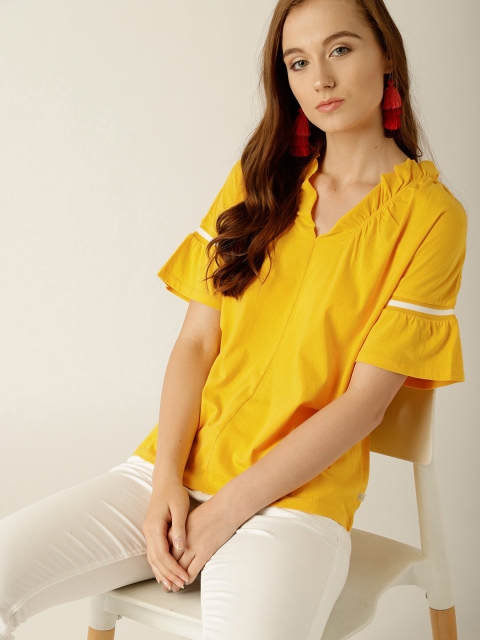 

United Colors of Benetton Women Yellow Solid Top