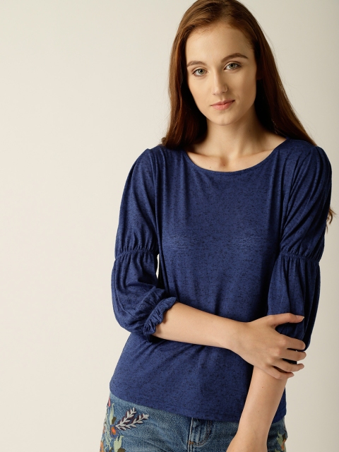 

United Colors of Benetton Women Blue Self Design Top