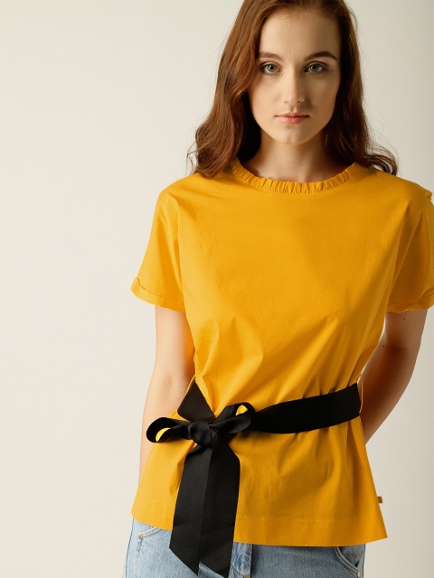 

United Colors of Benetton Women Yellow Solid Top