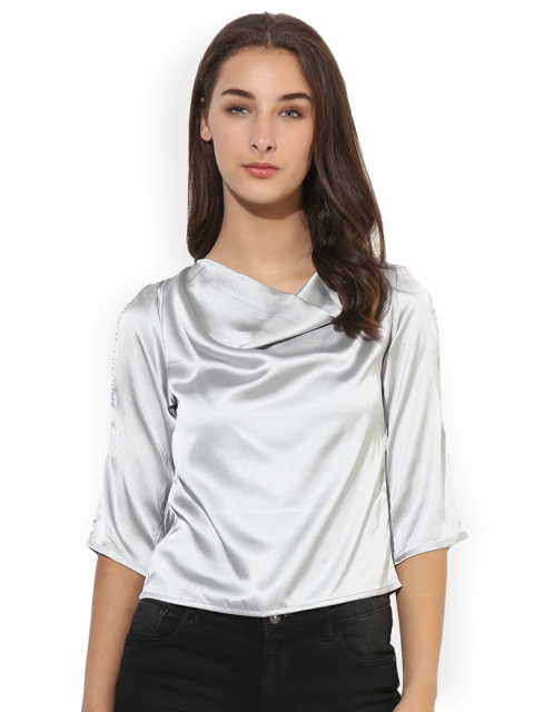 

Heather Hues Women Silver-Toned Solid Top