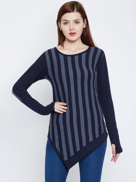 

Hypernation Women Blue Striped Pure Cotton Top