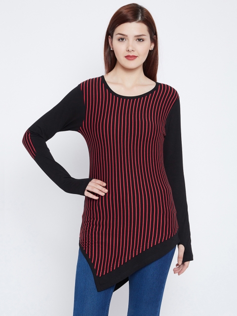 

Hypernation Women Red Striped Pure Cotton Top