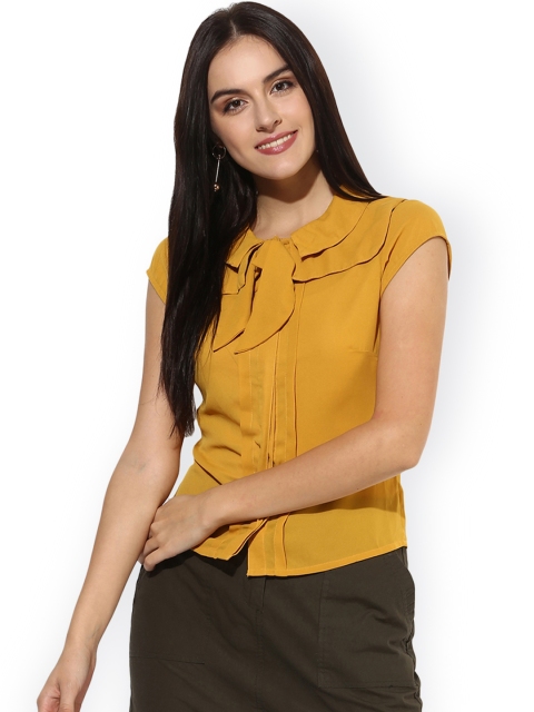 

Heather Hues Women Mustard Yellow Solid Shirt Style Top