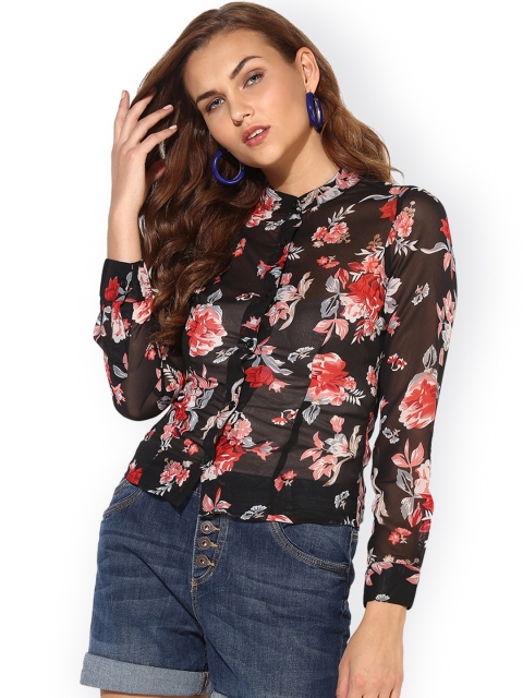 

Heather Hues Women Black Regular Fit Printed Casual Shirt