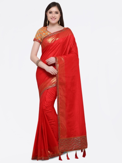 

Online Fayda Red Solid Art Silk Saree