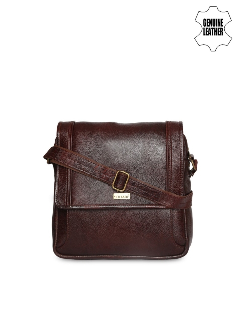 

SCHARF Unisex Brown Solid Flip Shot Genuine Leather Messenger Bag