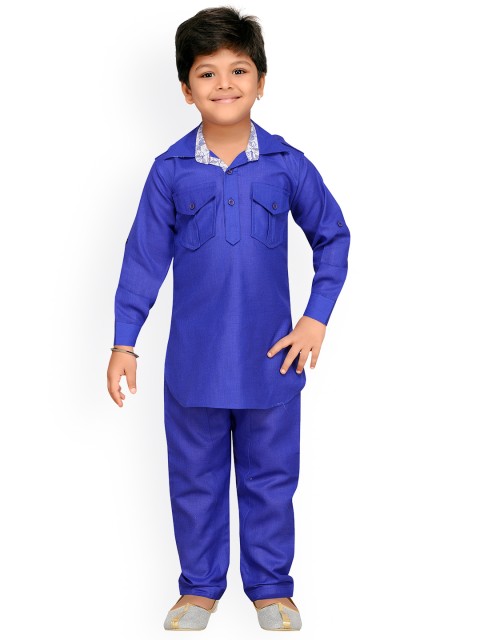 

Aj DEZInES Boys Blue Regular Fit Solid Kurta with Salwar