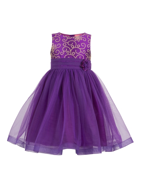 

Toy Balloon kids Girls Purple Self Design Fit & Flare Dress