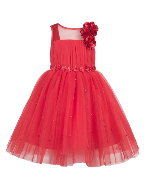 

Toy Balloon kids Girls Red Self Design Fit and Flare Dress