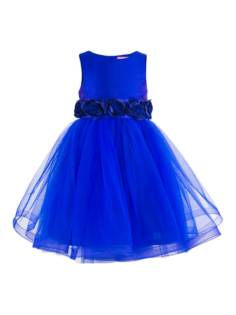 

Toy Balloon kids Girls Blue Self Design Fit and Flare Dress