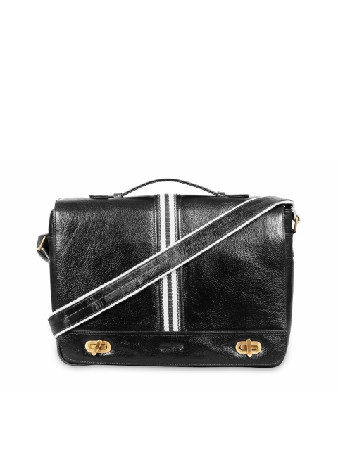 

SCHARF Unisex Black Leather Solid Laptop Bag