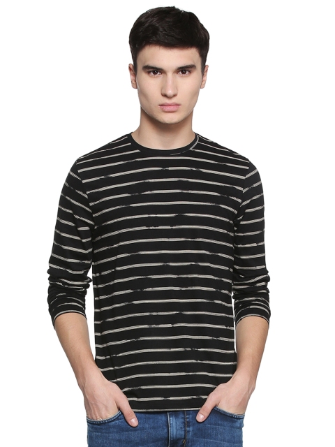 

People Men Black & Off-White Striped Round Neck T-shirt
