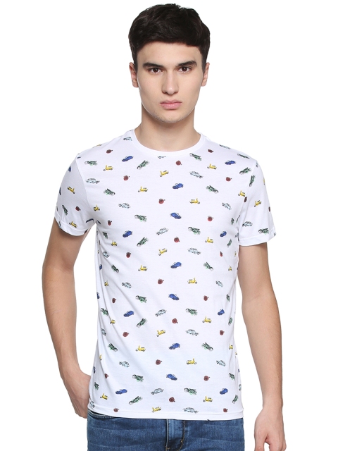 

People Men White Printed Round Neck T-shirt