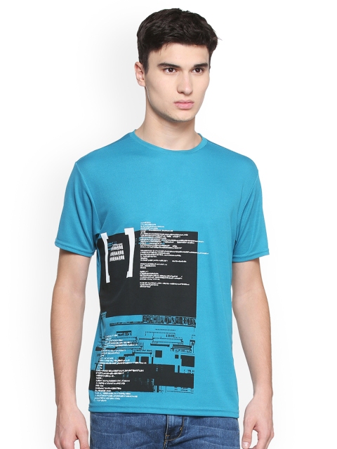 

People Men Blue Printed Round Neck T-shirt