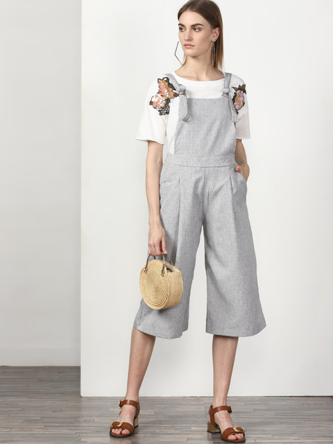 

Miss Bennett Women Grey Solid Culotte Dungarees