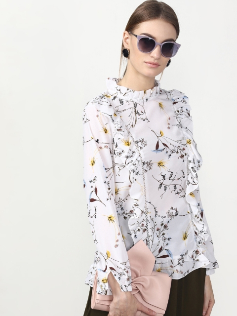 

Miss Bennett Women White Floral Printed Top