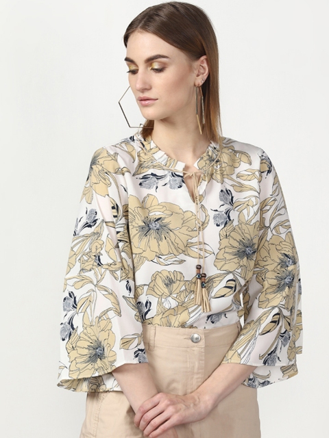 

Miss Bennett Women Off-White Printed Blouson Top